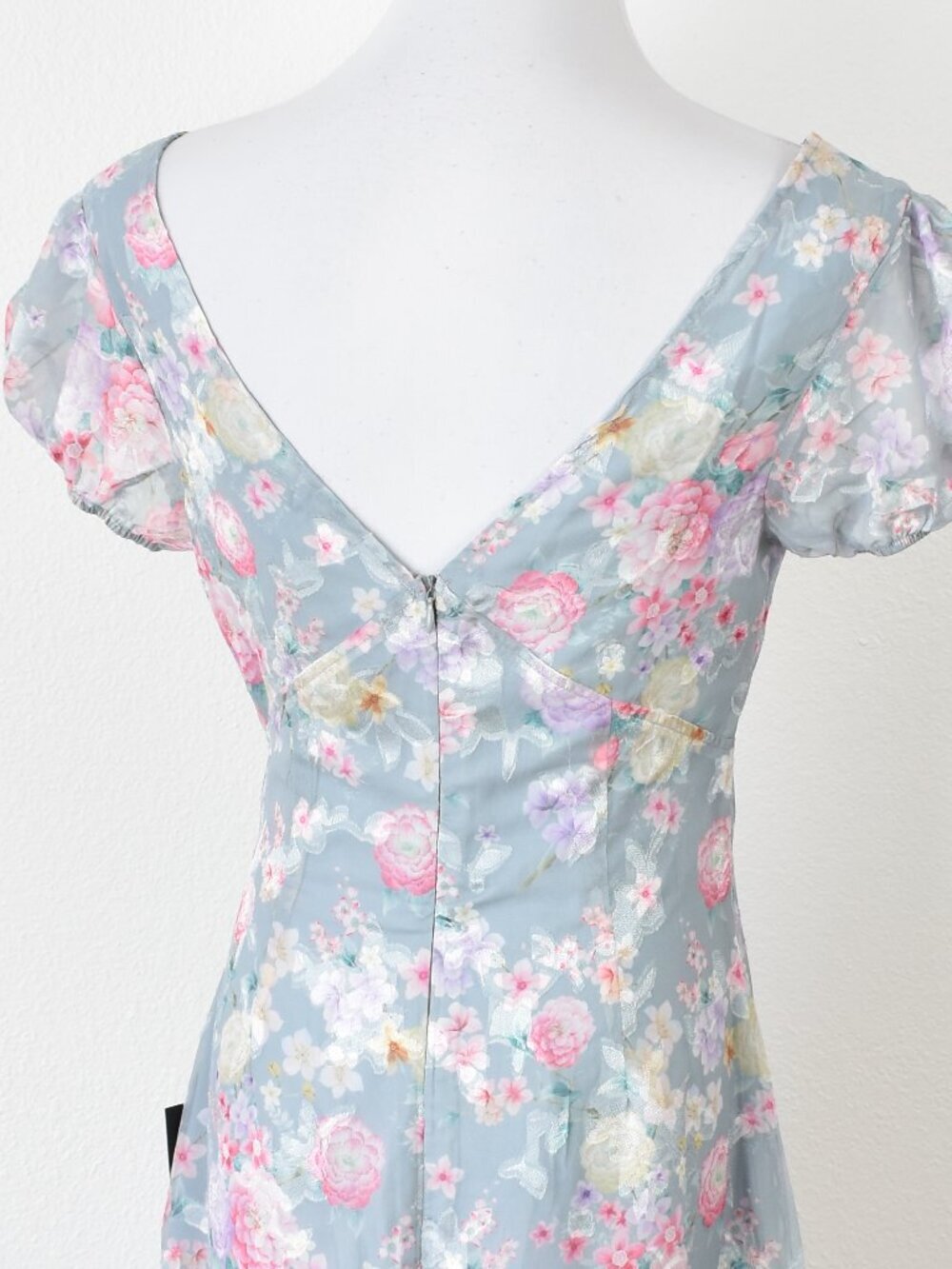 Lulu's Elegant Personality Slate Blue Floral Burnout Midi Dress NEW - S - Picture 8 of 12